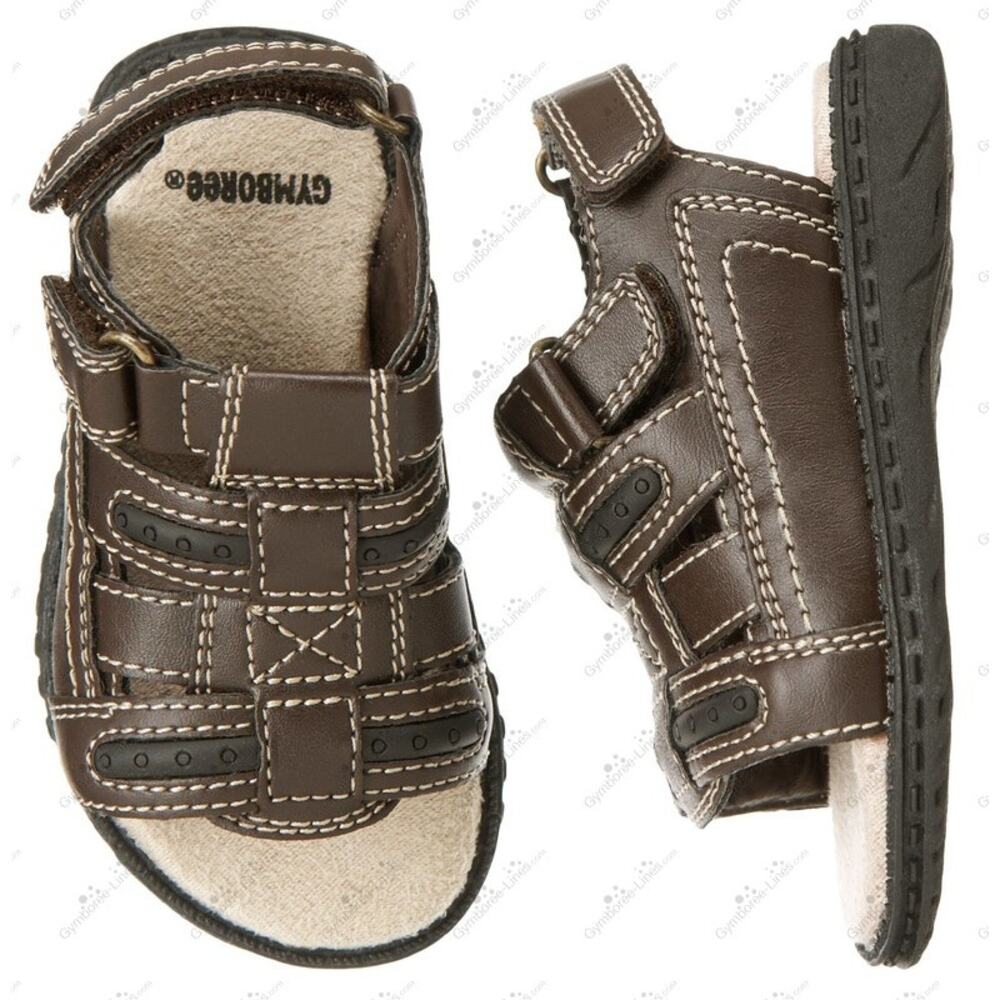 Gymboree Boys Sandals Size 3 Summer Guy Fisherman Brown Black Shoes